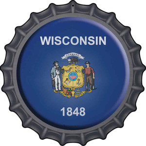 Wisconsin State Flag Wholesale Novelty Metal Bottle Cap Sign