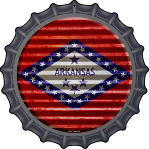 Arkansas Flag Corrugated Effect Wholesale Novelty Metal Bottle Cap Sign