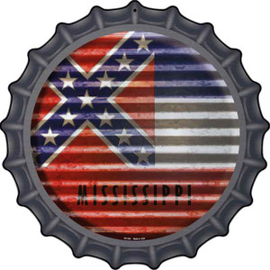 Mississippi Flag Corrugated Effect Wholesale Novelty Metal Bottle Cap Sign