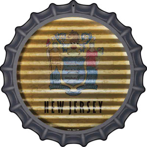 New Jersey Flag Corrugated Effect Wholesale Novelty Metal Bottle Cap Sign