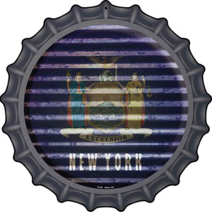 New York Flag Corrugated Effect Wholesale Novelty Metal Bottle Cap Sign