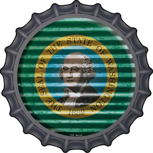 Washington Flag Corrugated Effect Wholesale Novelty Metal Bottle Cap Sign