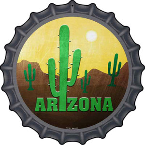 Arizona with Saguaro Wholesale Novelty Metal Bottle Cap Sign