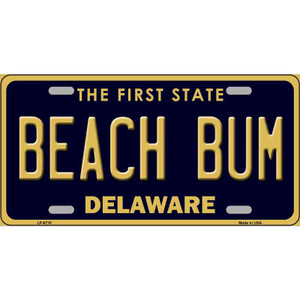 Beach Bum Delaware Novelty Wholesale Metal License Plate