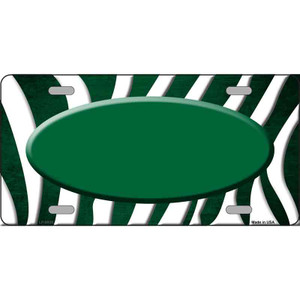 Green White Zebra Oval Oil Rubbed Wholesale Metal Novelty License Plate