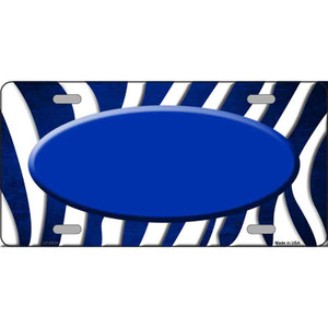 Blue White Zebra Oval Oil Rubbed Wholesale Metal Novelty License Plate