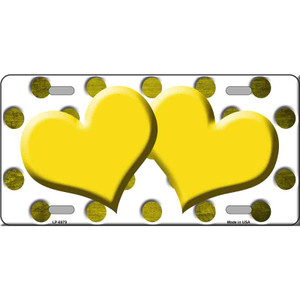 Yellow White Dots Hearts Oil Rubbed Wholesale Metal Novelty License Plate
