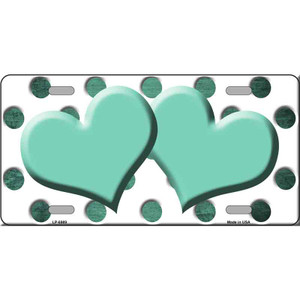 Mint White Dots Hearts Oil Rubbed Wholesale Metal Novelty License Plate