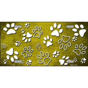 Yellow White Paw Oil Rubbed Wholesale Metal Novelty License Plate