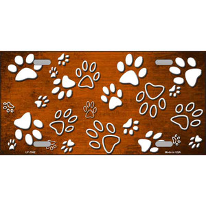Orange White Paw Oil Rubbed Wholesale Metal Novelty License Plate