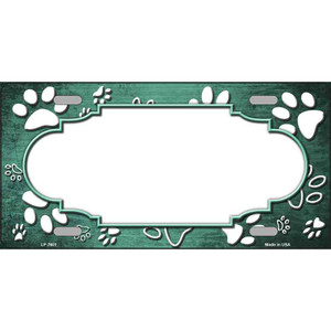 Paw Scallop Mint White Wholesale Metal Novelty License Plate
