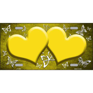 Yellow White Hearts Butterfly Oil Rubbed Wholesale Metal Novelty License Plate