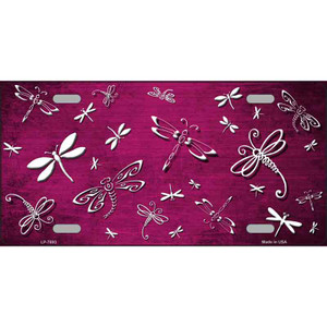 Pink White Dragonfly Oil Rubbed Wholesale Metal Novelty License Plate