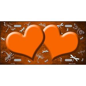 Orange White Dragonfly Hearts Oil Rubbed Wholesale Metal Novelty License Plate