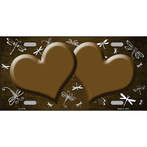 Brown White Dragonfly Hearts Oil Rubbed Wholesale Metal Novelty License Plate