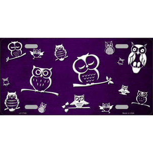 Purple White Owl Oil Rubbed Wholesale Metal Novelty License Plate