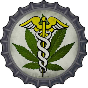 Cannabis Caduceus Wholesale Novelty Metal Bottle Cap Sign