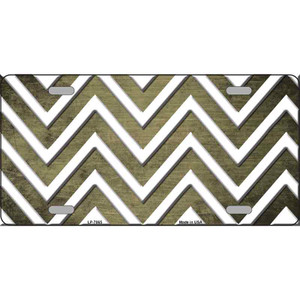 Gold White Chevron Oil Rubbed Wholesale Metal Novelty License Plate