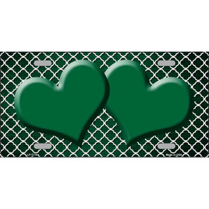 Green White Quatrefoil Hearts Oil Rubbed Wholesale Metal Novelty License Plate