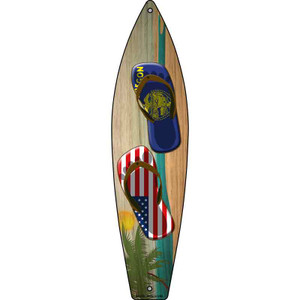 Oregon Flag and US Flag Flip Flop Wholesale Novelty Metal Surfboard Sign