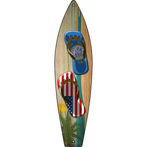 South Dakota Flag and US Flag Flip Flop Wholesale Novelty Metal Surfboard Sign