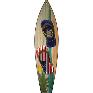 Utah Flag and US Flag Flip Flop Wholesale Novelty Metal Surfboard Sign