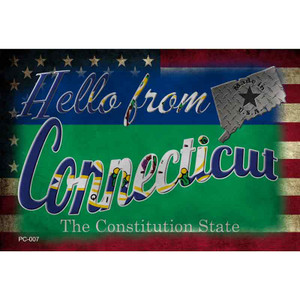 Hello From Connecticut Wholesale Novelty Metal Postcard PC-007