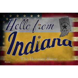 Hello From Indiana Wholesale Novelty Metal Postcard PC-014