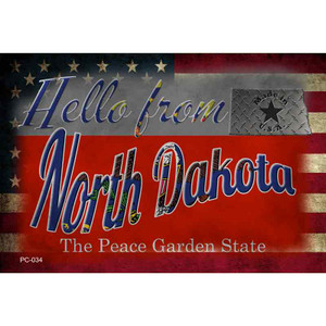 Hello From North Dakota Wholesale Novelty Metal Postcard PC-034