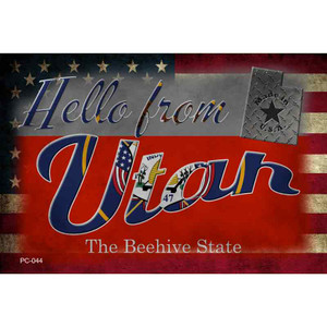 Hello From Utah Wholesale Novelty Metal Postcard PC-044