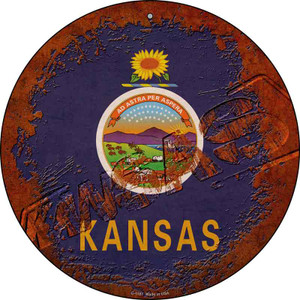 Kansas Rusty Stamped Wholesale Novelty Metal Circular Sign C-1181