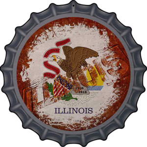 Illinois Rusty Stamped Wholesale Novelty Metal Bottle Cap Sign