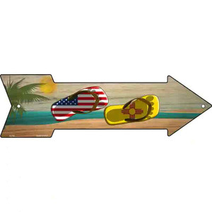 US and New Mexico Flag Flip Flop Wholesale Novelty Metal Arrow Sign