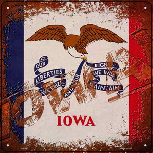 Iowa Rusty Stamped Wholesale Novelty Metal Square Sign