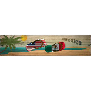 Mexico Flag and US Flag Flip Flop  Wholesale Novelty Metal Street Sign