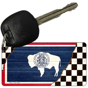 Wyoming Racing Flag Wholesale Novelty Metal Key Chain
