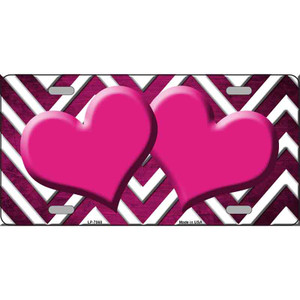 Pink White Hearts Chevron Oil Rubbed Wholesale Metal Novelty License Plate