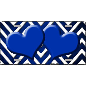 Blue White Hearts Chevron Oil Rubbed Wholesale Metal Novelty License Plate