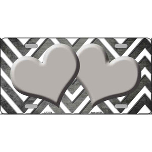 Gray White Hearts Chevron Oil Rubbed Wholesale Metal Novelty License Plate