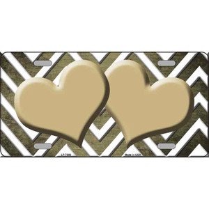 Gold White Hearts Chevron Oil Rubbed Wholesale Metal Novelty License Plate