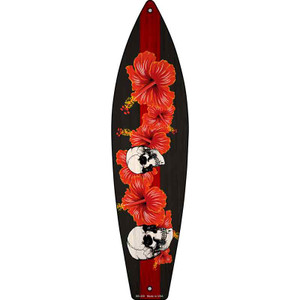 Red Line Skull With Flowers Wholesale Novelty Metal Surfboard Sign