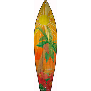 Tree And Flowers Sunset Wholesale Novelty Metal Surfboard Sign