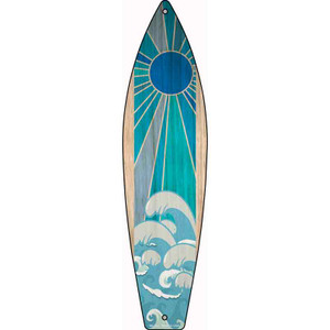 Blue Sun And Waves Wholesale Novelty Metal Surfboard Sign