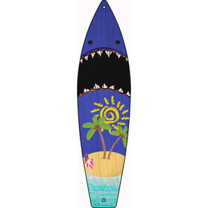 Shark And Beach Wholesale Novelty Metal Surfboard Sign