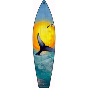 Whale And Sunset Wholesale Novelty Metal Surfboard Sign