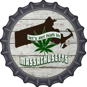 Lets Get High In Massachusetts Wholesale Novelty Metal Bottle Cap Sign