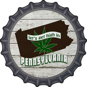 Lets Get High In Pennsylvania Wholesale Novelty Metal Bottle Cap Sign