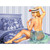 Girl On Bed Vintage Pinup Wholesale Novelty Rectangle Sticker Decal