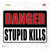 Danger Stupid Kills Wholesale Novelty Rectangle Sticker Decal