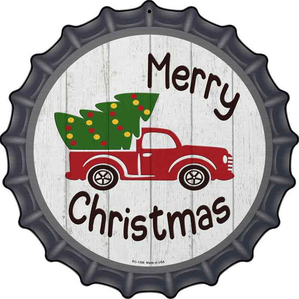 Merry Christmas Tree Truck Wholesale Novelty Metal Bottle Cap Sign